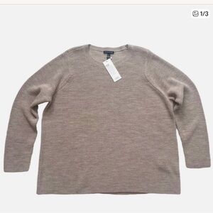 Eileen Fisher Taupe Soft Pullover Sweater. Large  NWT